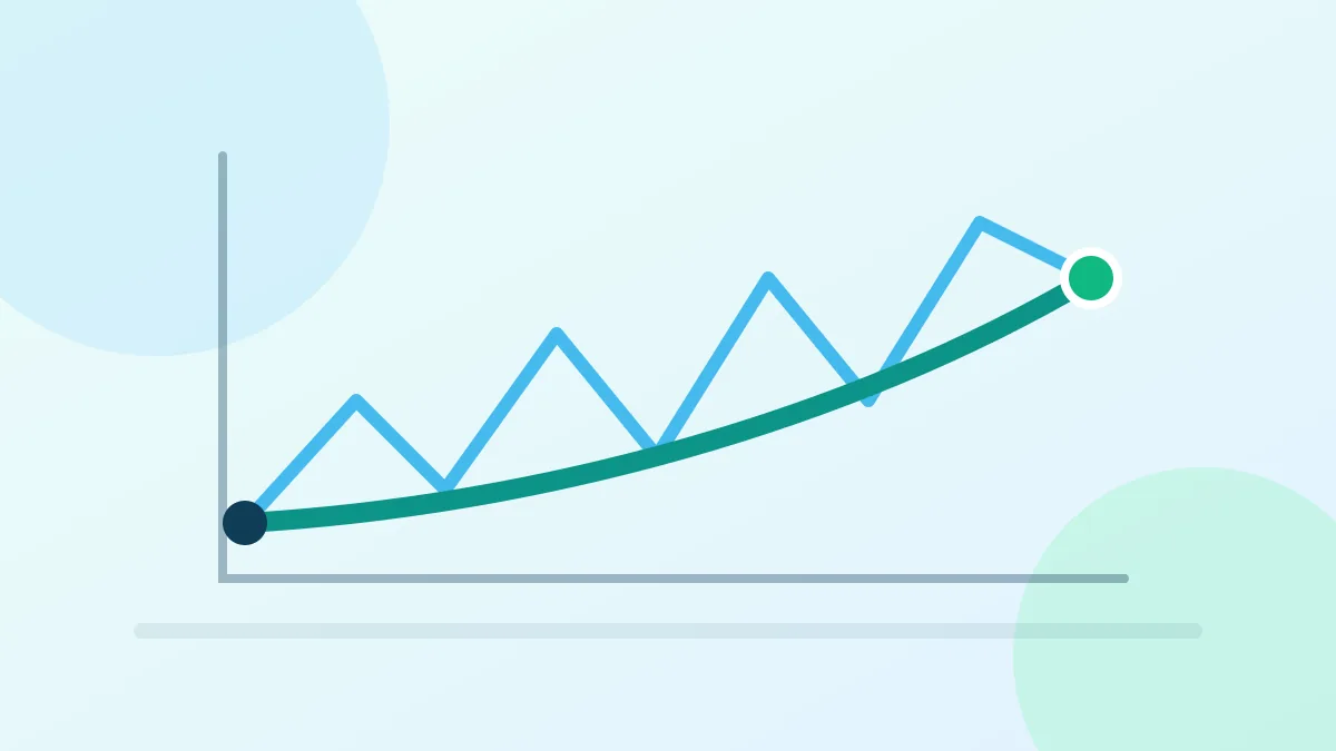 A smooth compounding curve and a zig-zag line that start and end at the same points